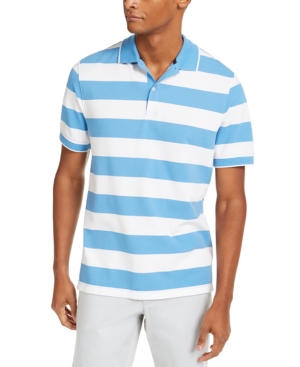 Club Room Men's Performance Stretch Striped Polo Shirt Created for Macy's