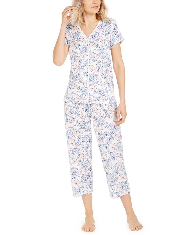 Charter Club Petite Cotton Cropped Pants Pajama Set, Created for Macy's ...