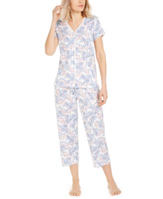 Charter Club Cotton Cropped Pants Pajama Set, Created for Macy's - Macy's