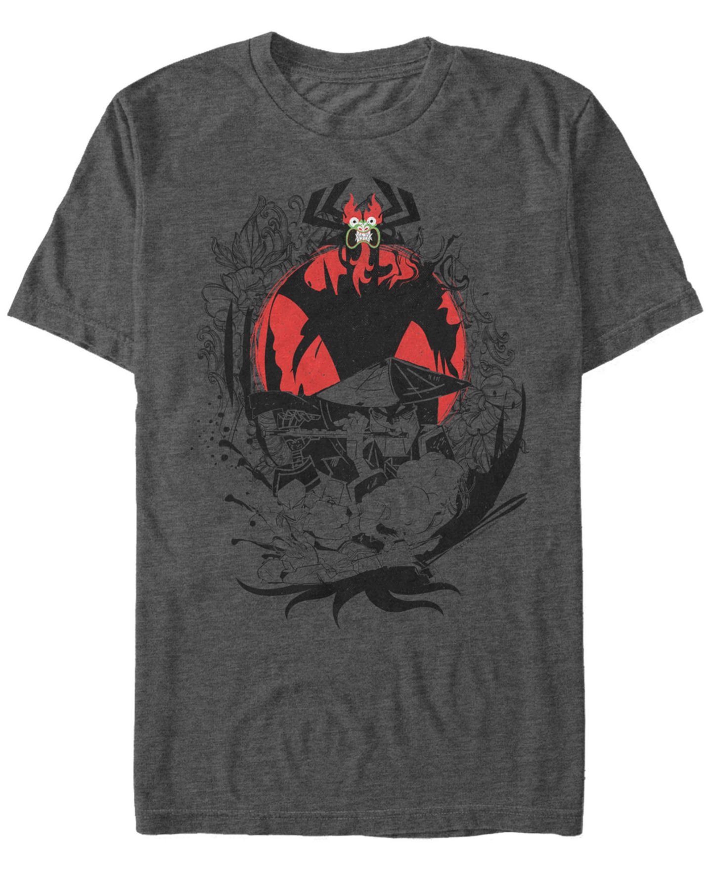 Мужская рубашка Fifth Sun Samurai Jack Aku The Flute Battle Music Short Sleeve T, цвет: Тёмный серый — фото 1