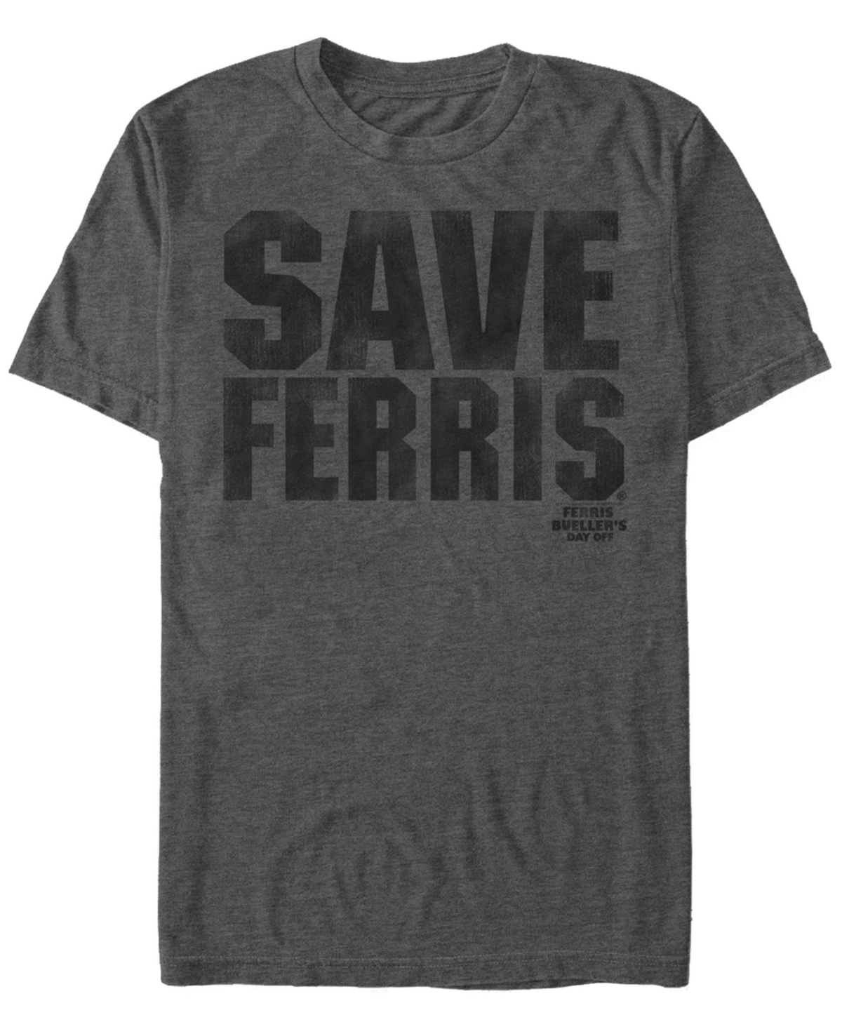 Men's Distressed Save Ferris Text Short Sleeve T- shirt - Dark Gray