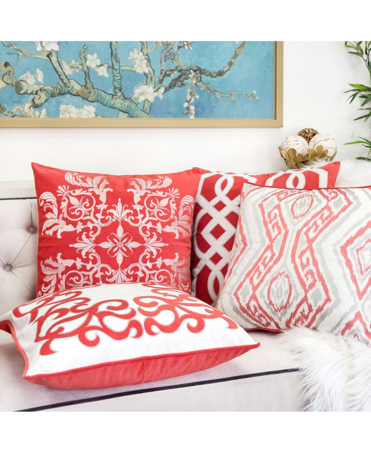 Homey Cozy Floral Elegant Decorative Pillow, 20" x