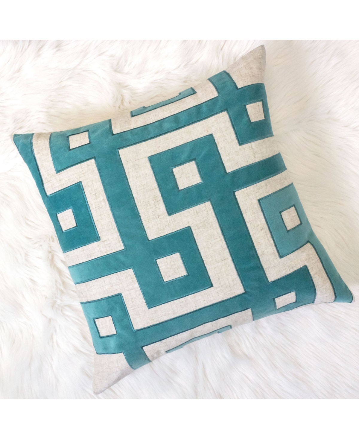Homey Cozy Paige Applique Embroidery Linen Decorative Pillow, 20" x 20"