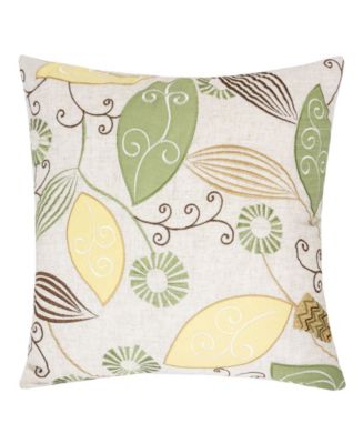 Homey Cozy Linda Embroidered Linen Square Decorative Throw Pillow - Macy's