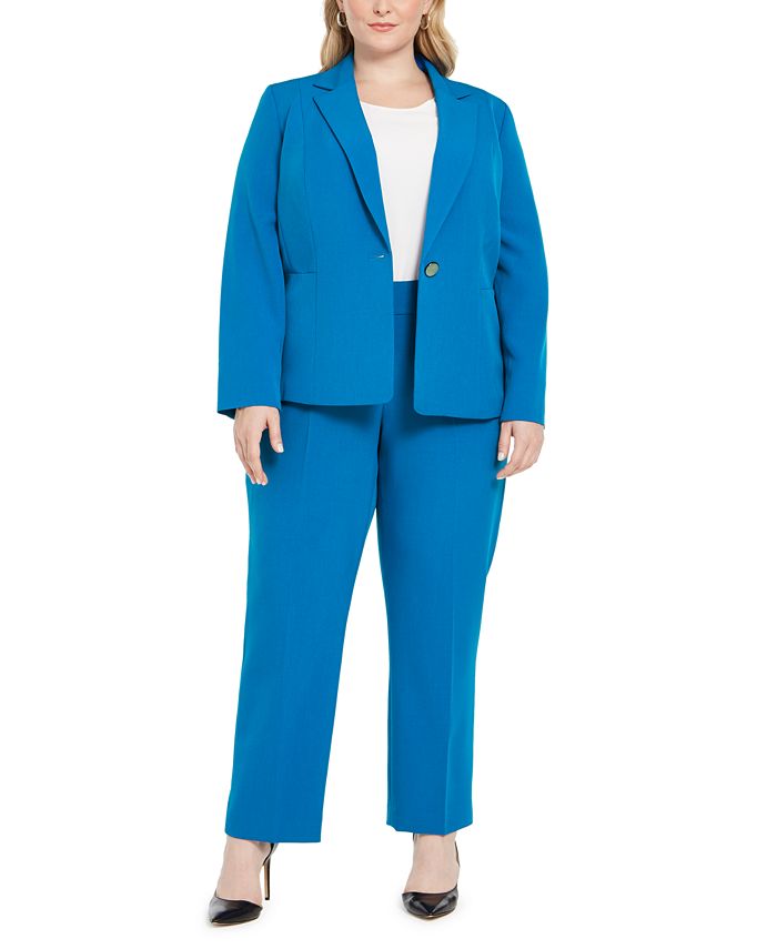 Le Suit Plus Size One-Button Straight-Leg Pantsuit - Macy's