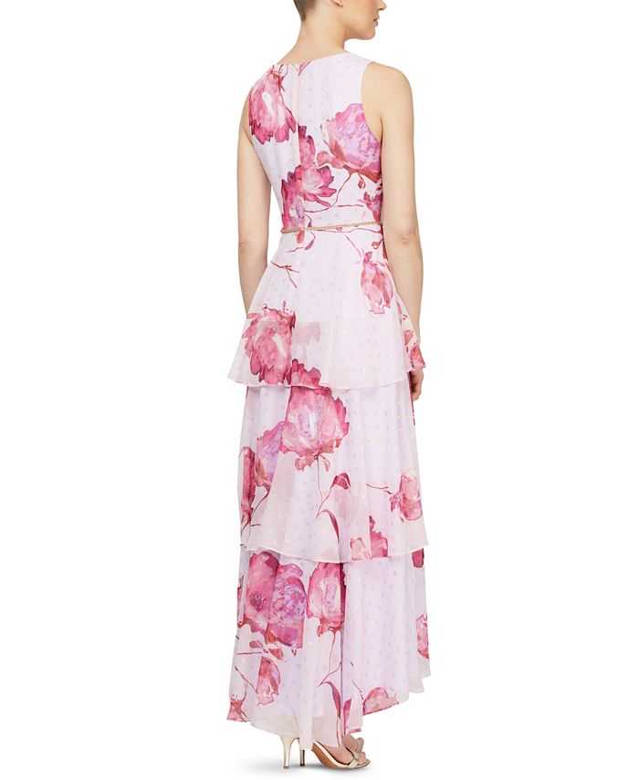 SL Fashions Tiered Floral-Print Maxi Dress - Macy's