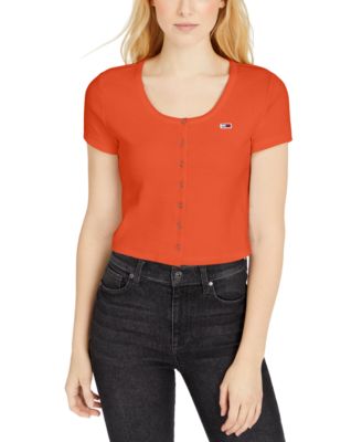 tommy jeans orange t shirt