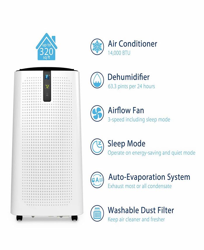 JHS 14,000 BTU Portable Air Conditioner with Remote and Wifi Macy's