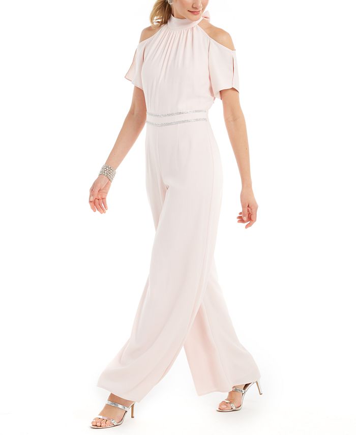 Wide Leg Rhinestone Trim Jumpsuit main image 1