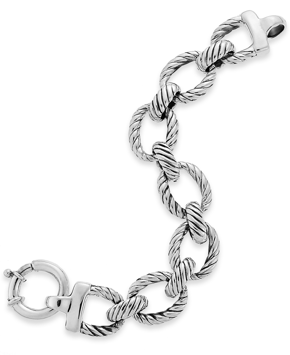 Sterling Silver Bracelet, 8 Textured Figaro Link Bracelet   Bracelets
