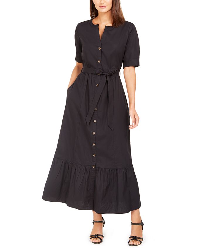 Calvin Klein Short-Sleeve Cotton Maxi Dress & Reviews - Dresses - Women -  Macy's