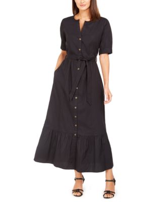 Calvin Klein Short-Sleeve Cotton Maxi Dress - Macy's