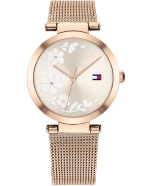 image of Tommy Hilfiger Women-s Carnation Gold-Tone Stainless Steel Mesh Bracelet Watch 32mm