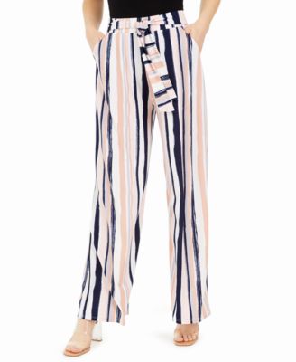 striped tie waist pants