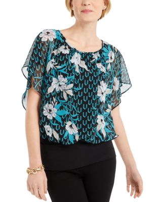 JM Collection - Flutter-Sleeve Banded-Hem Top
