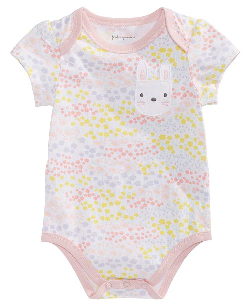 Baby Girls Printed Bunny Pocket Bodysuit Created For Macy S
