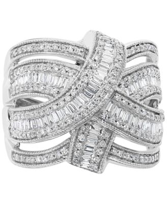 EFFY&reg; Diamond Baguette Crossover Statement Ring (7/8 ct. t.w.) in 14k White Gold