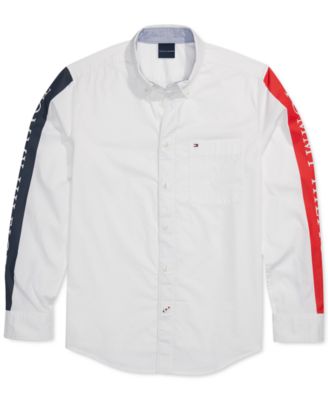 Tommy Hilfiger - Men's Slim-Fit Stretch Garrison Taped Sleeve Shirt with Magnetic Buttons