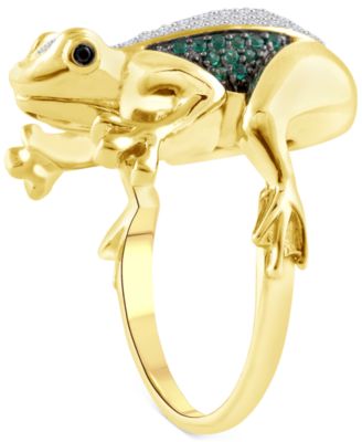 Diamond Frog Statement Ring (1/2 ct. t.w.) in Gold over Sterling Silver