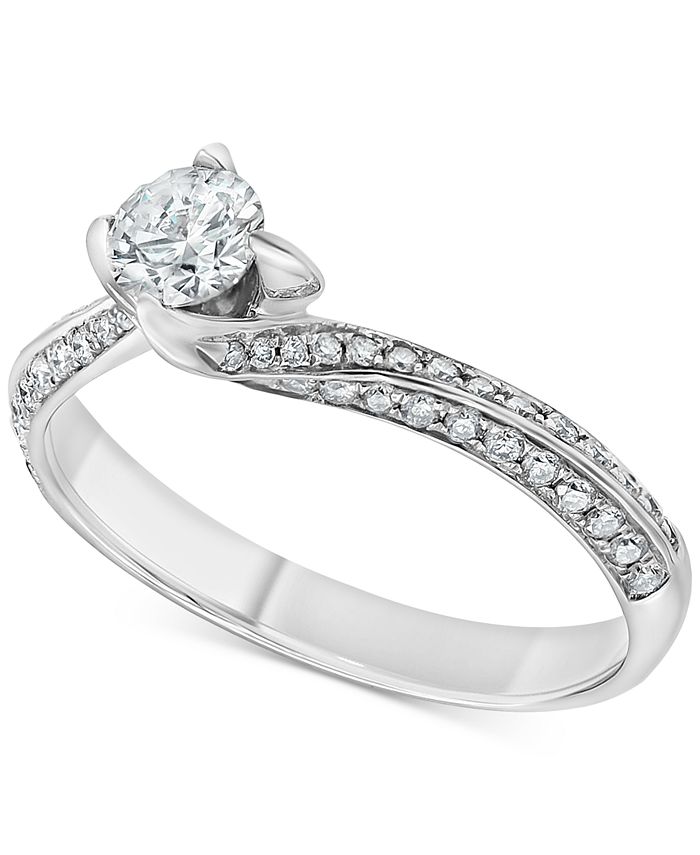 Macy's - Diamond Swirl Engagement Ring (5/8 ct. t.w.) in 14k White Gold