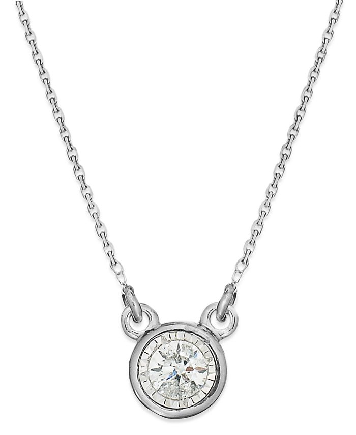 TruMiracle Diamond Bezel Pendant Necklace in 10k White Gold 1 10
