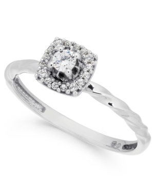 image of Diamond Halo Promise Ring (1/6 ct. t.w.) in 10k White Gold