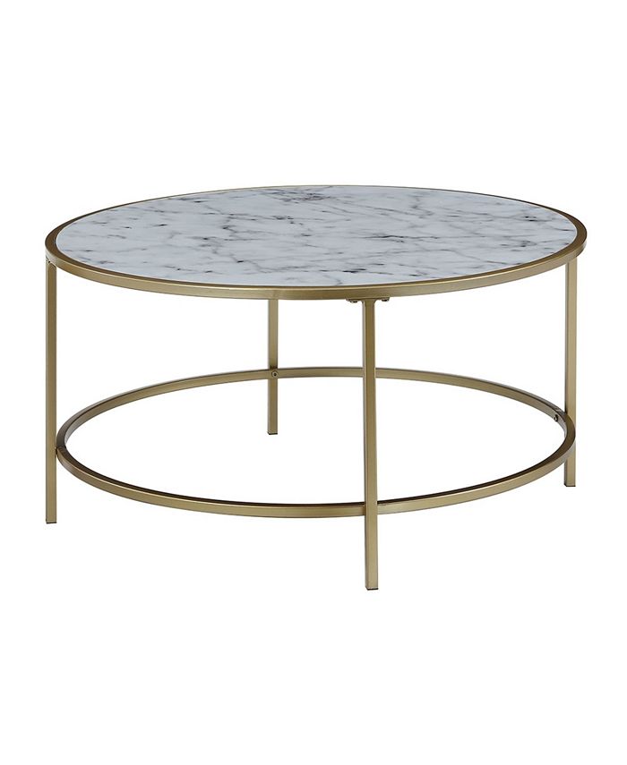 Convenience Concepts Gold Coast Faux Marble Round Coffee Table - Macy's