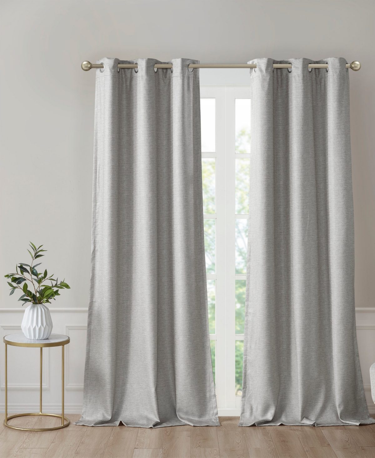Como Tonal Faux Silk Total Blackout Curtain Panel Pair, 42"W x 95"L - Grey