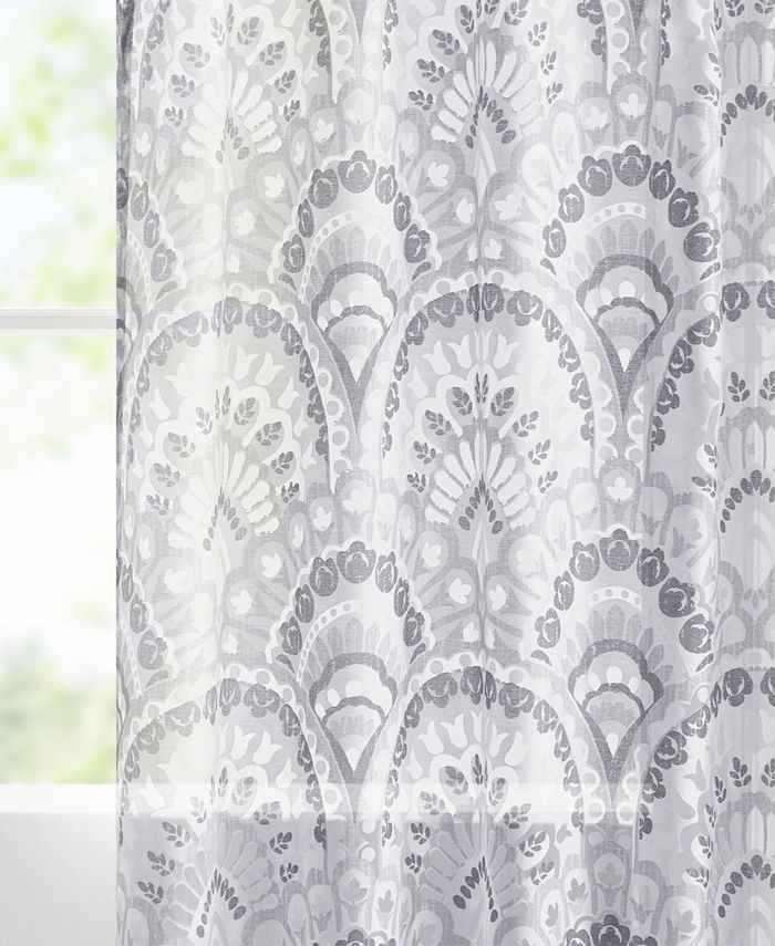 Madison Park Tabitha 50" x 95" Printed Burnout Sheer Curtain Panel Macy's