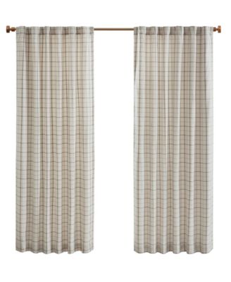 Anaheim Plaid Curtain 1 Panel for bedroom, Rob Pocket/Back Tab fit up to 1.25 inches rod Single Curtain Panel for Living Room, Width 50 length 95 inches, Fleece Lining Brown 1 Window Panel