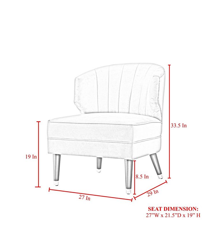 Nicole Miller Cybele Velvet Channel Back Accent Chair with Nailhead