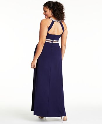 Sequin Hearts Juniors' Allover-Embroidered Halter Gown, Created for Macy's  - Macy's