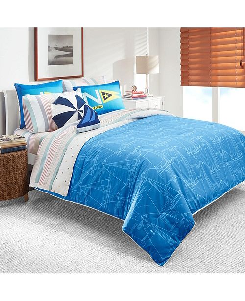 Nautica Kids Sailboat Blueprint 2 Piece Twin Comforter Set