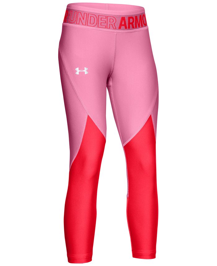Under Armour Big Girls Cropped Colorblocked HeatGear® Leggings - Macy's