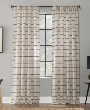Clean Window Twill Stripe Anti-dust Curtain Panel, 52" X 95" In Mocha