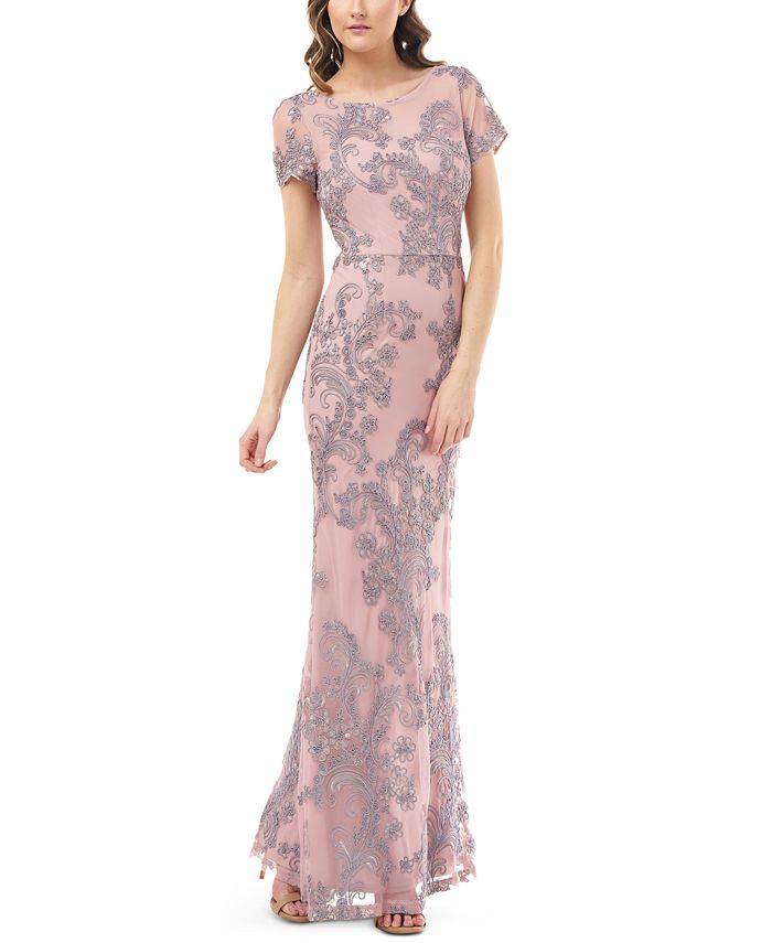 Js collections soutache embroidered sheath gown store