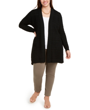 Belldini Plus Size Stitched Open-Front Cardigan Sweater