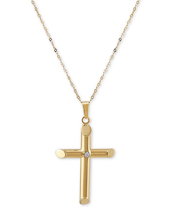 Macy's Diamond Accent Cross 18" Pendant Necklace in 10k Gold & Reviews