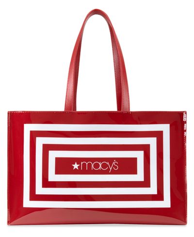 Macy's Large Open Tote, Red & White