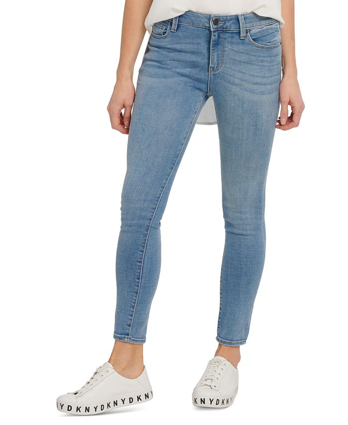 DKNY Girls' Jeans 5 Pocket Button Fly Stretch Denim Jeans with Cuffs Big Girl