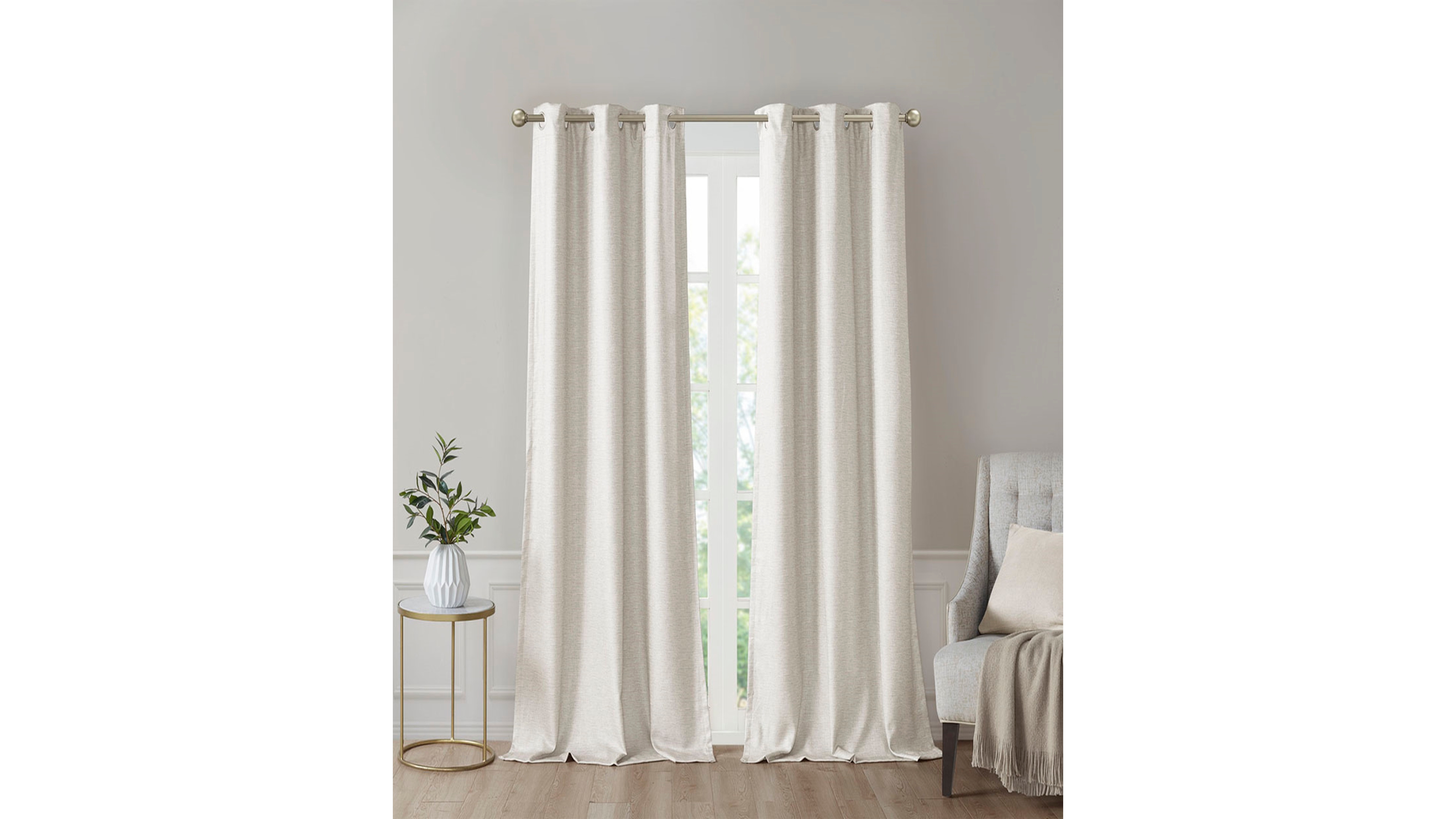 SunSmart Como Tonal Printed Faux Silk Room Darkening Curtain for Bedroom, Grommet Top Design Panels Pair for Living Room