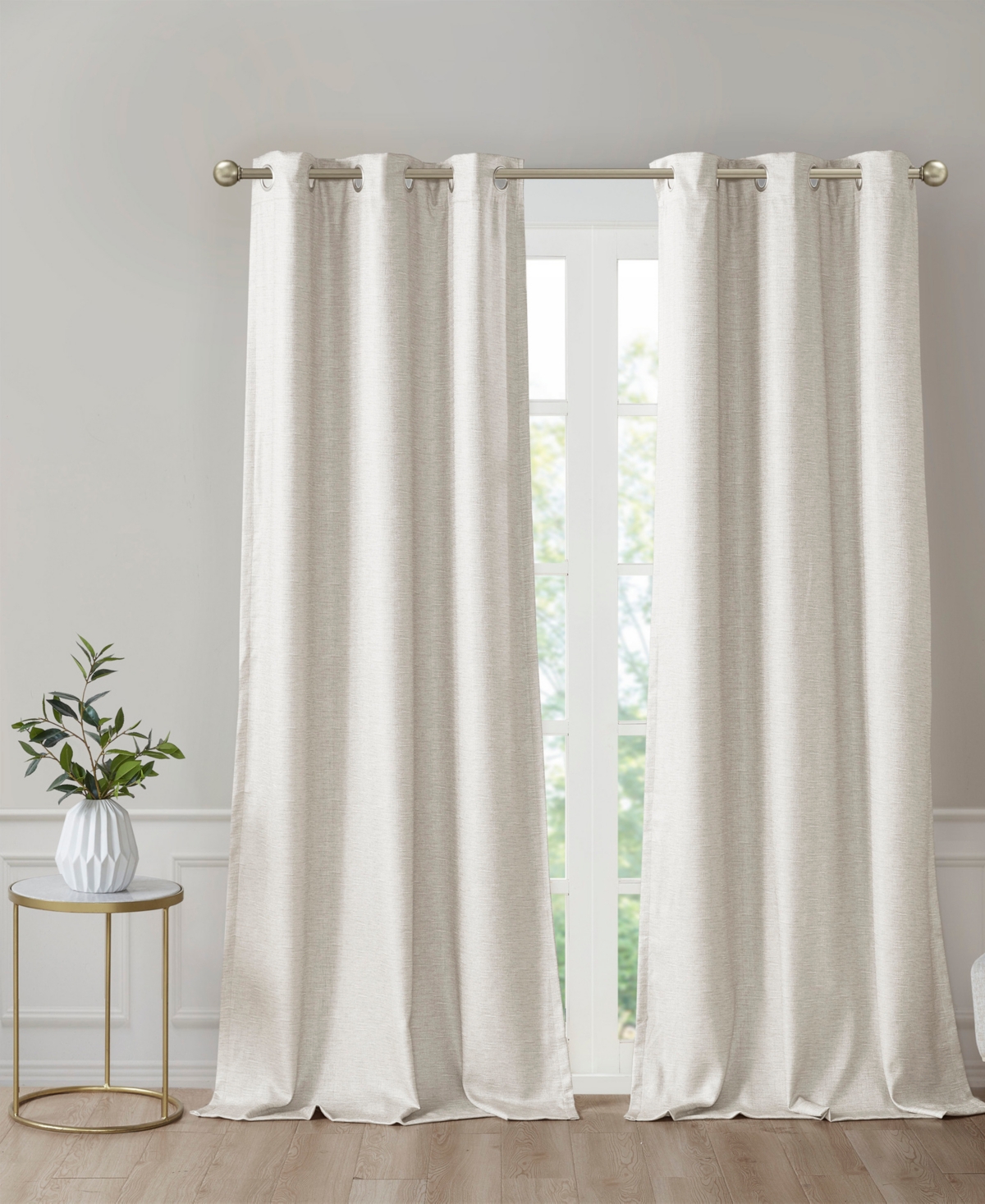 Como Tonal Faux Silk Total Blackout Curtain Panel Pair, 42"W x 95"L - Grey
