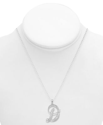 Diamond D Initial 18 Pendant Necklace (1/10 ct. t.w.) in Sterling Silver