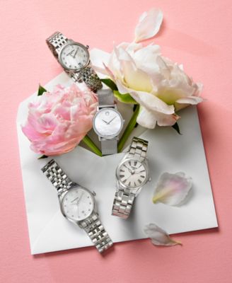 Women's Swiss Slimline Diamond (1/20 ct. t.w.) Stainless Steel Bracelet Watch 30mm