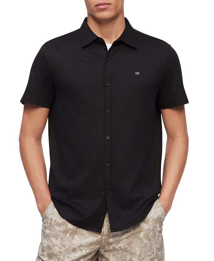 Calvin Klein Men's Knit Button-Down Short Sleeve Shirt & Reviews - Men -  Macy's