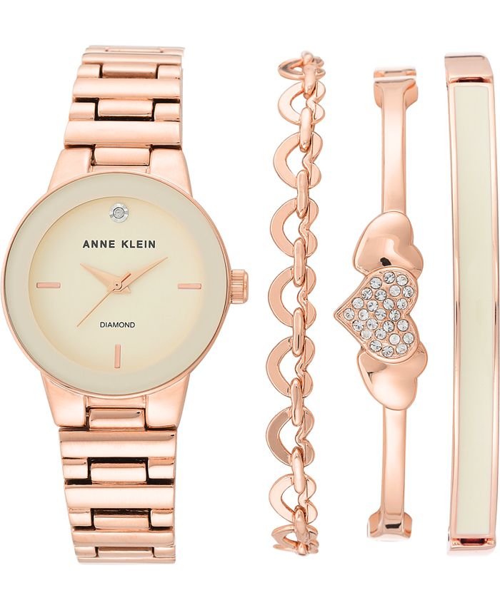 Anne klein watch women's sales diamond accent rose gold