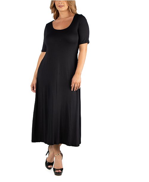 24seven Comfort Apparel Casual Plus Size Maxi Dress With Sleeves