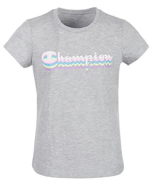 Champion Big Girls Multi Color Shadow Script Logo T Shirt Reviews Shirts Tops Kids Macy S
