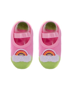 image of Nwalks Baby Girls Anti-Slip Cotton Socks with Rainbow Applique