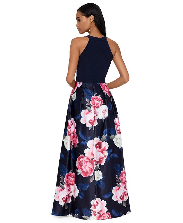 XSCAPE Long Floral-Skirt Gown - Macy's